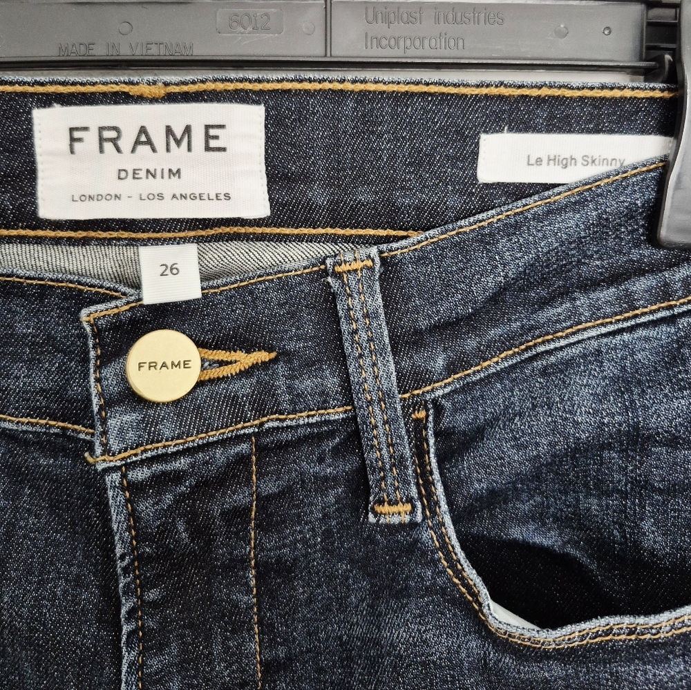 Frame Le High Harvard Dark Wash Skinny Jeans 70s Denim Gift Retro School Travel - Picture 13 of 15